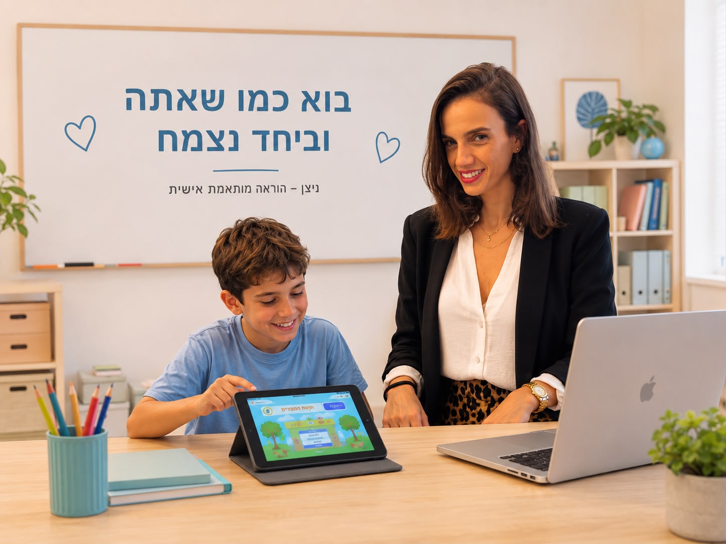 ניצן סניור בהט עם תלמיד בשיעור פרטי